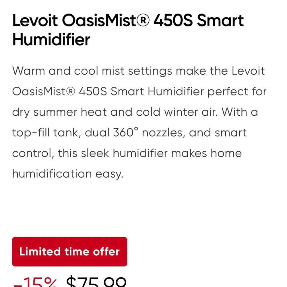 Levoit White Humidifier - Picture 15 of 15